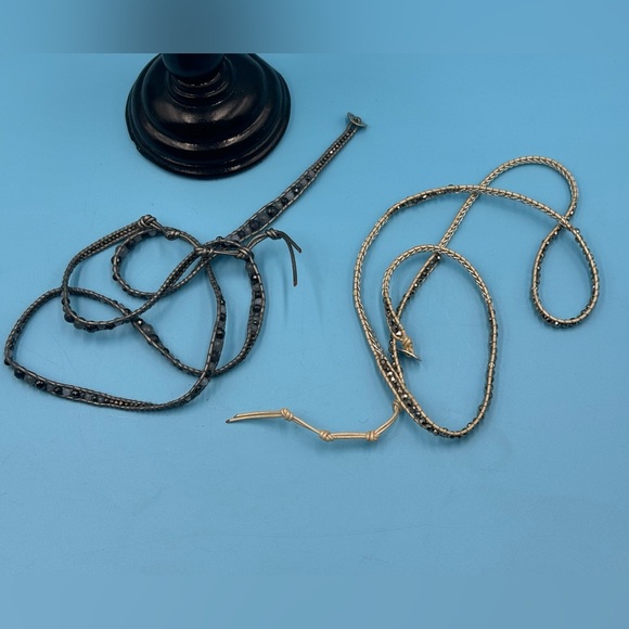 Boho Beaded Necklace, Designer Leather Jewelry, Modern Bohemian Choker - Picture 10 of 15